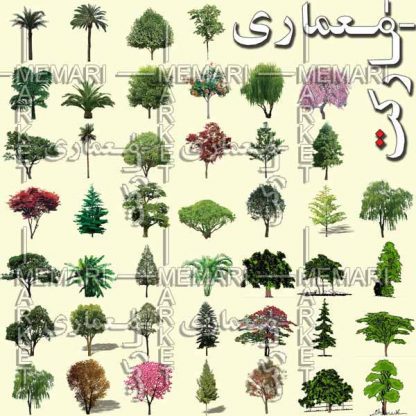 نمای درختان و گیاهان برای راندو و پرزانته با فرمت PSD