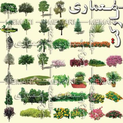 نمای درختان و گیاهان برای راندو و پرزانته با فرمت PSD