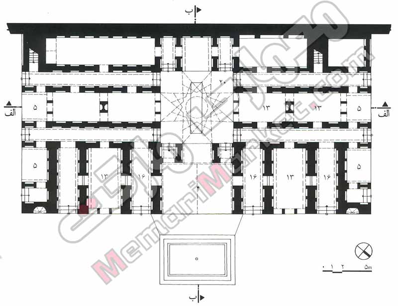 نقشه پلان طبقه اول عمارت اصلی باغ حجت آباد وزیر