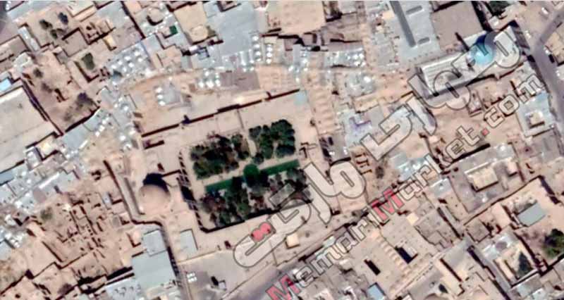 عکس هوایی مسجد مدرسه امام خمینی کاشان